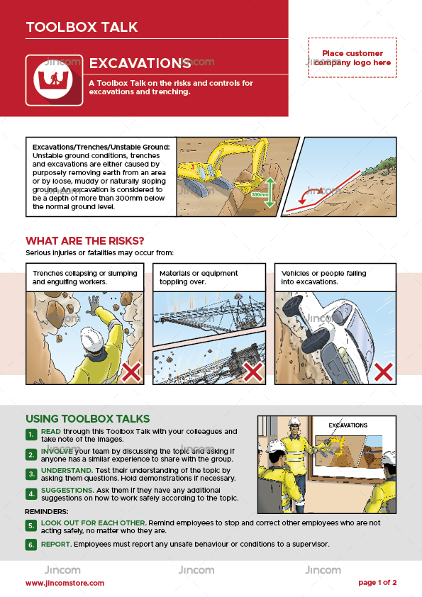 toolbox talk, excavations, visual health and safety