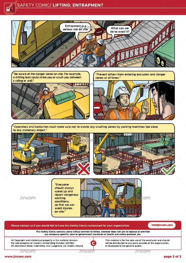 safety comic, lifting and rigging, lifting operations, entrapment, safety cartoon