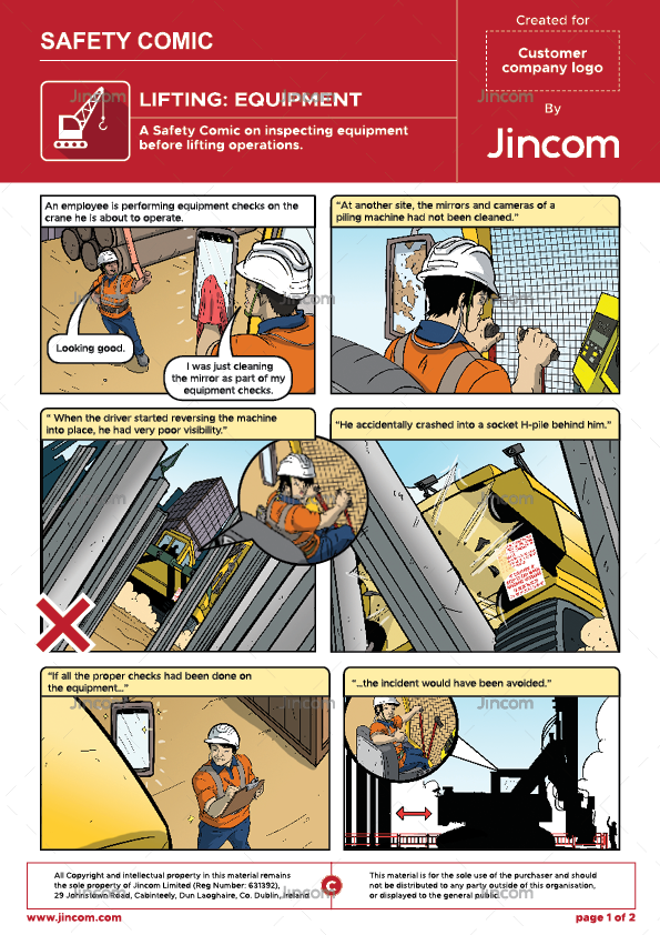 safety comic, lifting and rigging, lifting operations, inspecting equipment, safety cartoon