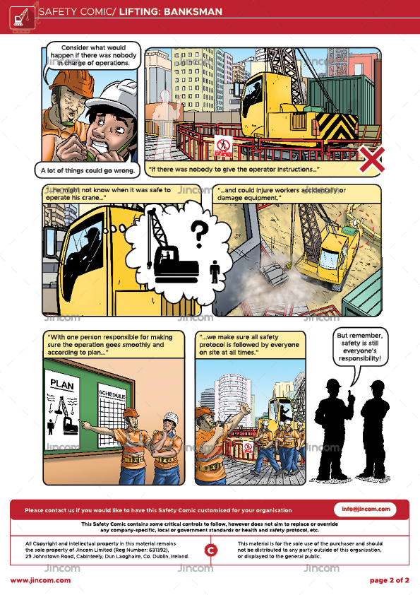 safety comic, lifting and rigging, lifting operations, banksman, safety cartoon