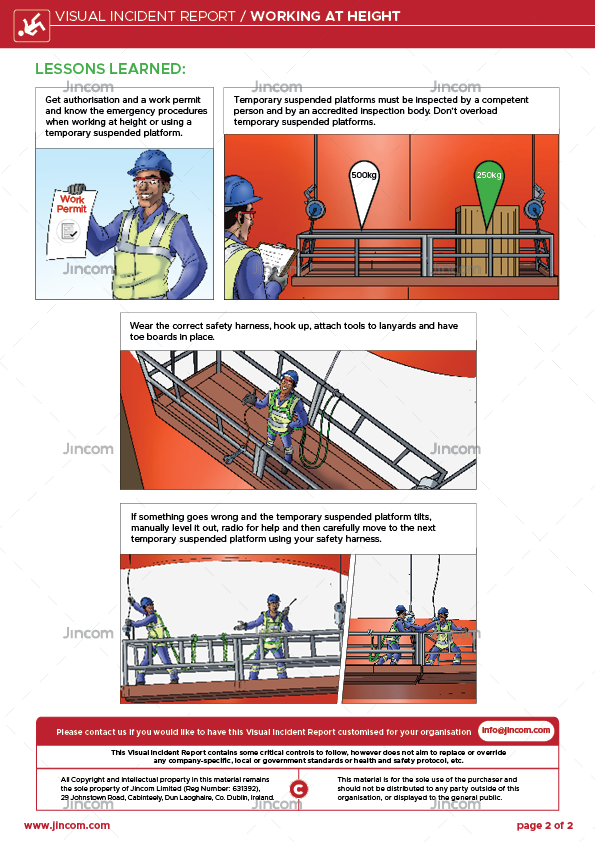 visual incident report, working at height, safety illustration