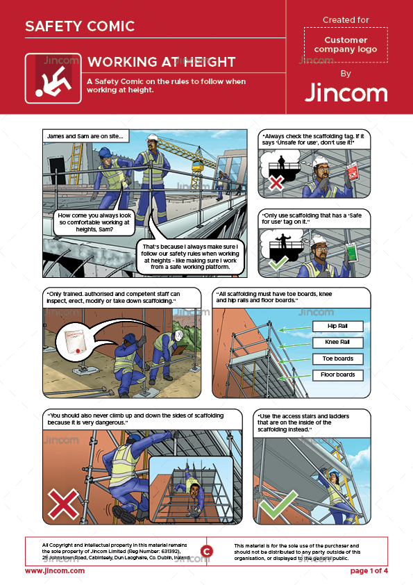 safety comic, safety illustration, working at height, work at height