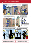 safety comic, safety illustration, working at height, work at height, safety harness, safety cartoon
