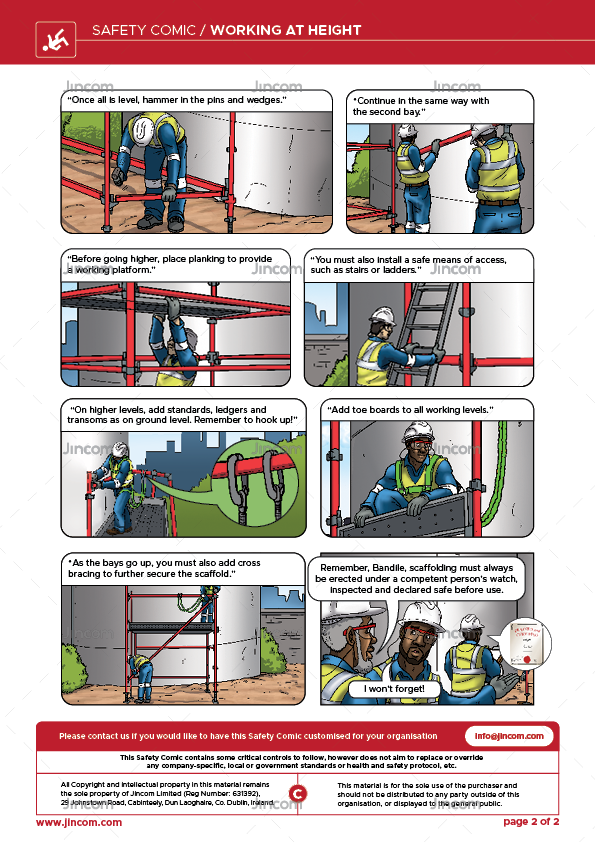 safety comic, safety illustration, working at height, safety cartoon