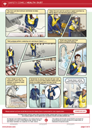 safety comic, health, prevent dust exposure, safety cartoon