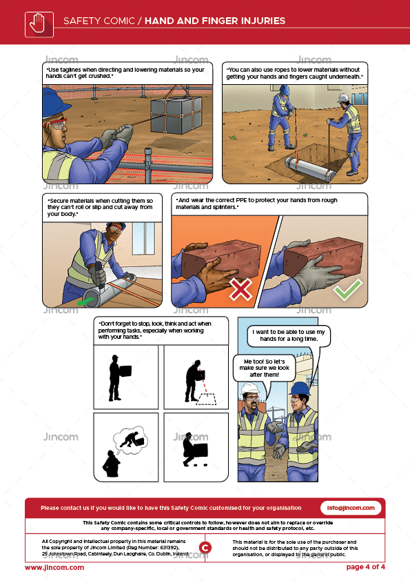 safety comic, hand and finger injuries, safety cartoon