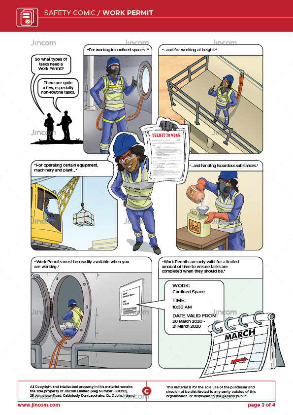 safety comic, work permit, safety cartoon