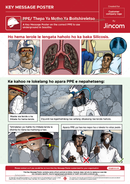 key message poster, safety poster, personal protective equipment, PPE, safety cartoon, Sesotho