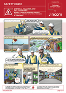 safety comic, safe handling chemicals, safety hazards, storing gas cylinders, safety cartoon