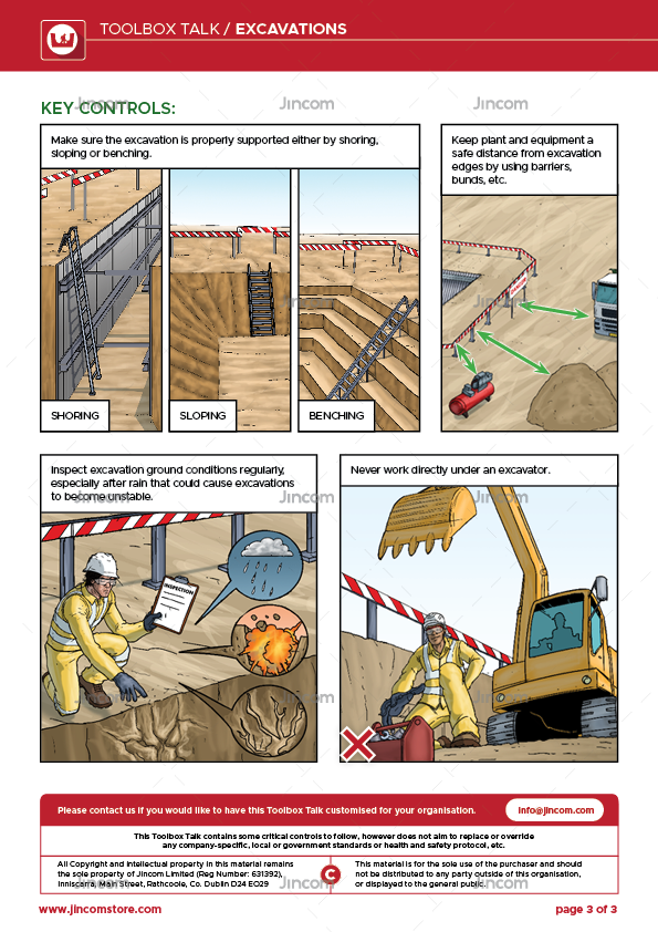 toolbox talk,  excavations, safety illustrations, safety cartoon