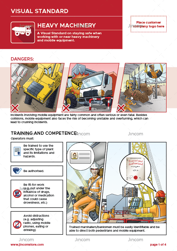 visual standard, heavy machinery, mobile equipment, site safety, safety illustrations