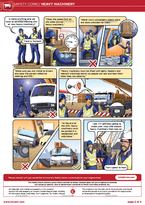 safety comic, heavy machinery, mobile equipment, safety cartoon