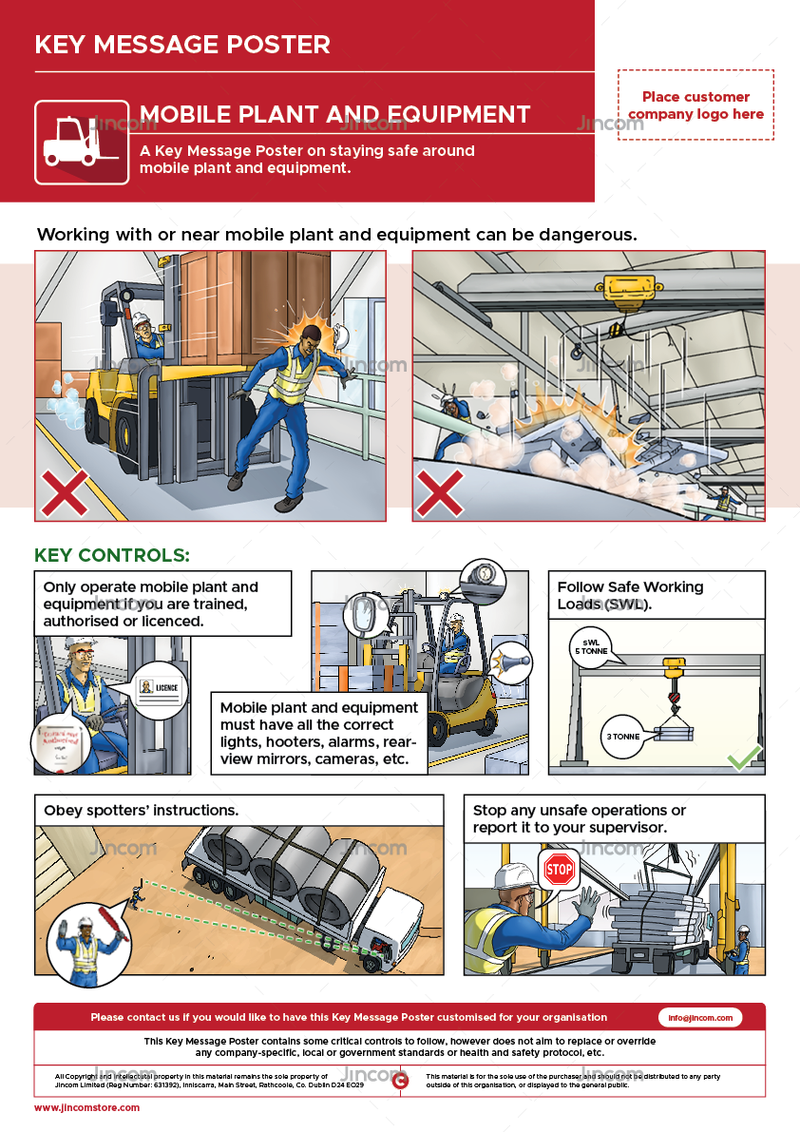 safety poster, mobile plant and equipment, safety illustrations