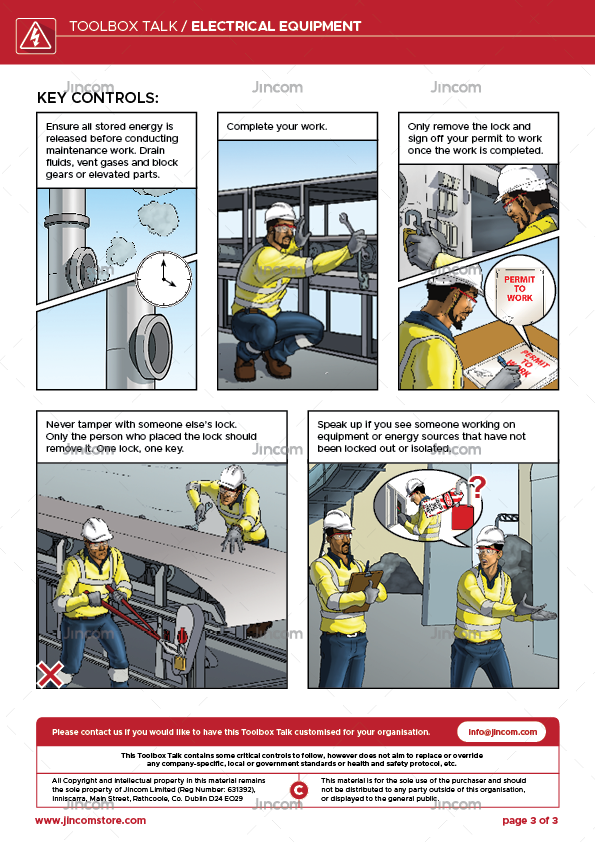 toolbox talk, safety illustration, electricity safety, electrical equipment, safety cartoon